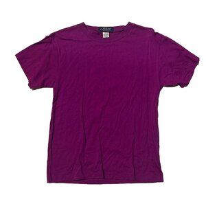 Matisse Women Solid Violet Classic Cotton Crew Neck Shirt Size Small